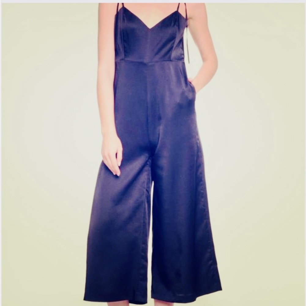 “ English Factory Y2K satin sleeveless black jumpsuit “
